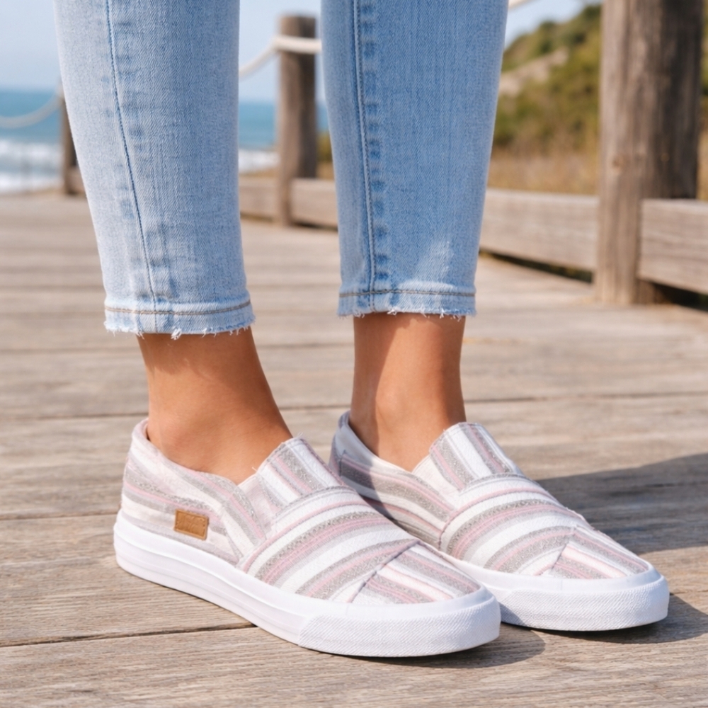 Blowfish Casual Slip-On Women's Sneakers in Pink Stripe